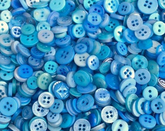 200 Small Blue Buttons - Mixed Tones - Mixed Sizes - Buttons - #PRB0051