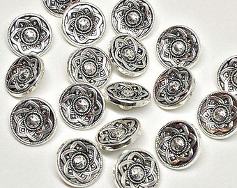 6 Metal Flower Buttons - Floral Design Buttons - Metal Shank Buttons - Flower Pattern Buttons - #MSB0002