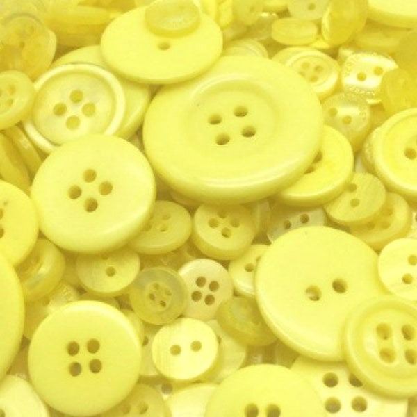 50 Mixed Yellow Buttons - Sewing Buttons - Mixed Sizes - Mixed Shades - Shirt Buttons - Craft Buttons - #PRB0032