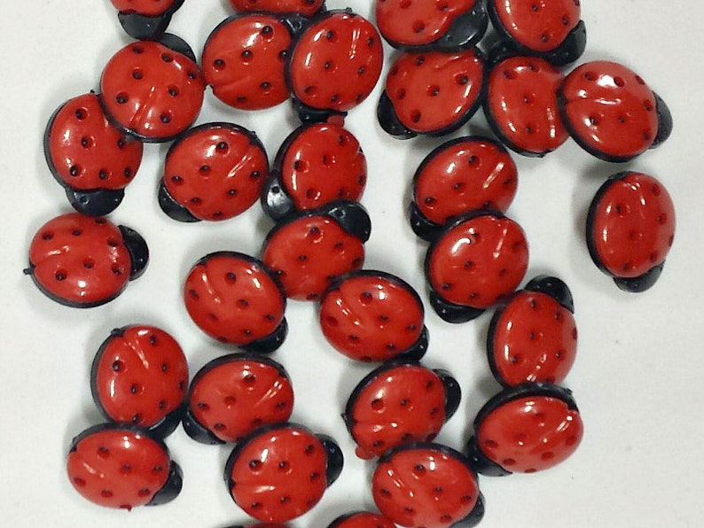 10 Ladybug Buttons Red and Black Ladybug Buttons Crafts Etsy