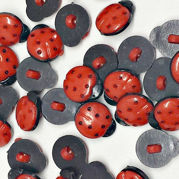 Coccinelle 10 boutons - coccinelle rouge et noire boutons - artisanat - fournitures - Scrapbooking - coccinelles - boutons - #PRB0016