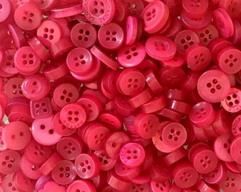 200 Small Hot Pink Buttons - Mixed Tones - Mixed Sizes - Buttons - #PRB0054