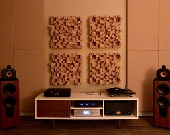 Acoustic Skyline Sound Diffuser Diffusor Wood Studio Treatment Panel 18x18