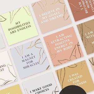 Positive Affirmationen, druckbare Affirmationen, PDF Affirmationen, Gradude, Positivitätskarten, Unterstützungsgeschenk, Vintage Farben