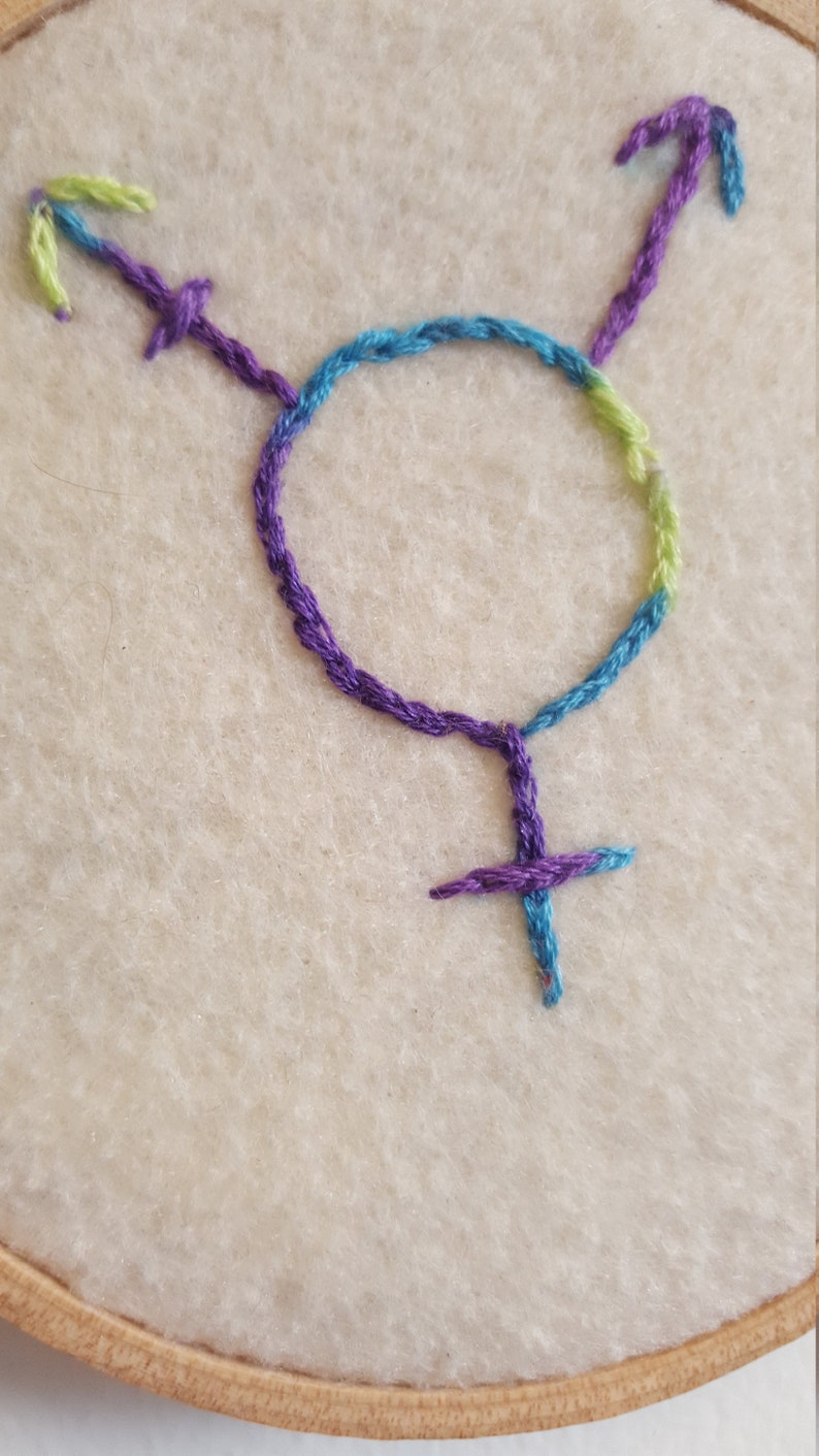 Transgender Rights Symbol Embroidery Hoop Art Modern Embroidery Hand Embroidery