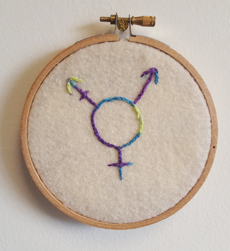 Transgender Rights Symbol Embroidery Hoop Art Modern Embroidery Hand Embroidery