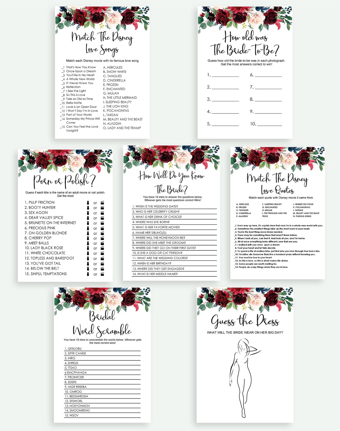 Bridal Shower Games Who Am I Bachelorette Party Game Bride Etsy