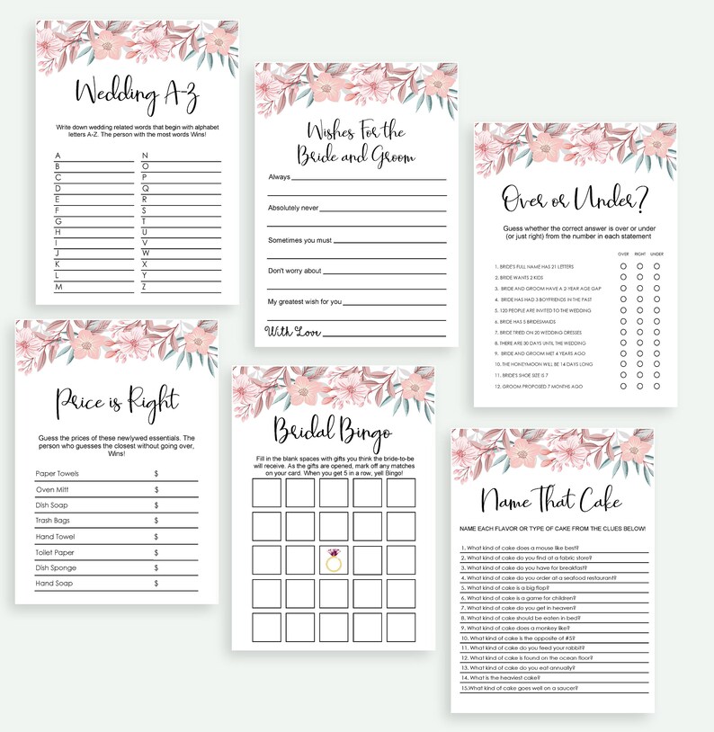 Bachelorette Party How Well Do You Know the Bride Games Bachelorette Party games Bridal Shower Games Wedding A-Z Bridal shower games