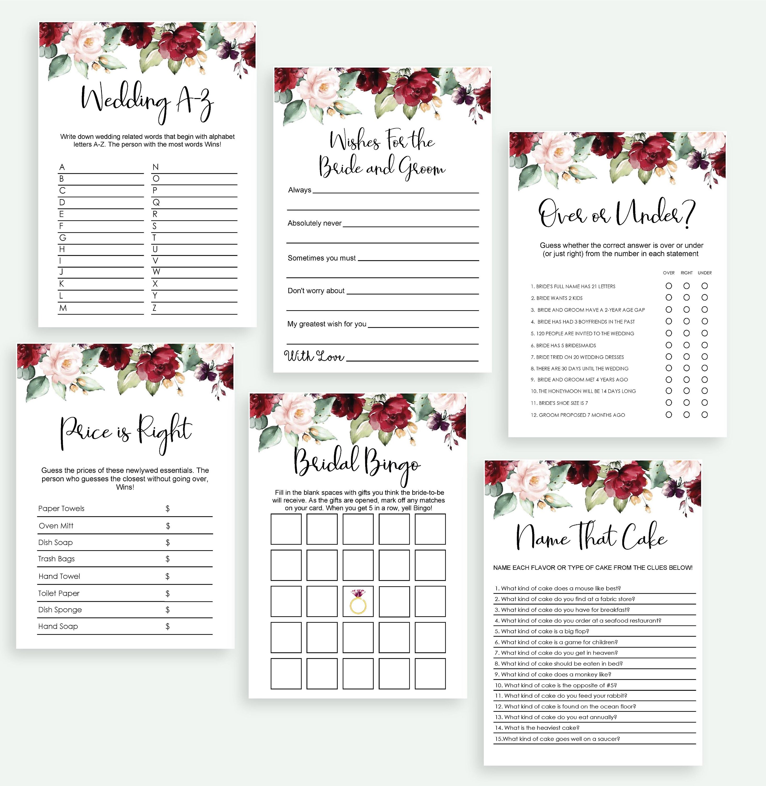 Bachelorette Party Games Bridal Shower Games The bride's Etsy