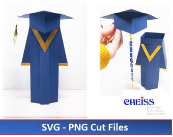 3D Graduation Gift Box SVG | Congrats Gown, Cap (Digital Download)