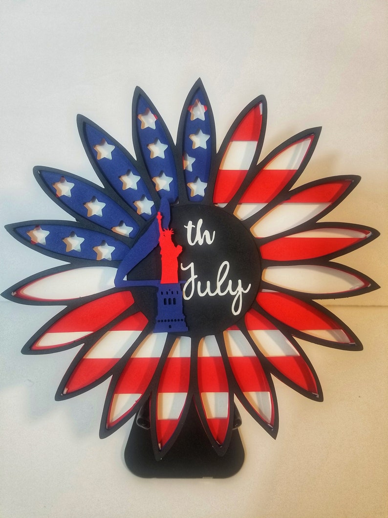Download 4th of July sunflower 3D layered Art SVG & PNG Cut Files ...