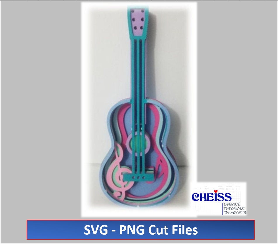 Download 3d Guitar Layered Art Svg Png Cut Files Guitar Svg Etsy