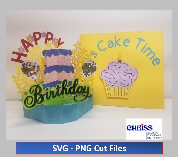 Download Happy Birthday Cake Pop Up Card With Envelope Birthday Etsy SVG, PNG, EPS, DXF File