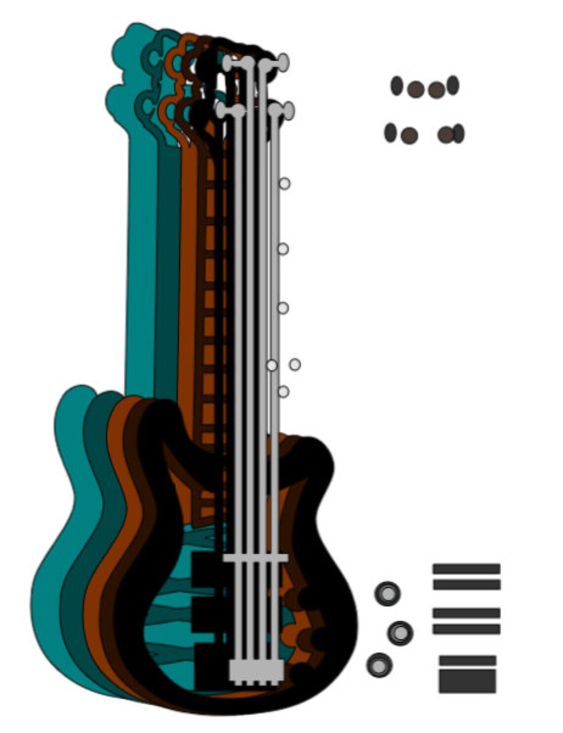 Download 3D Layered Electric Guitar Electric Guitar SVG Music | Etsy