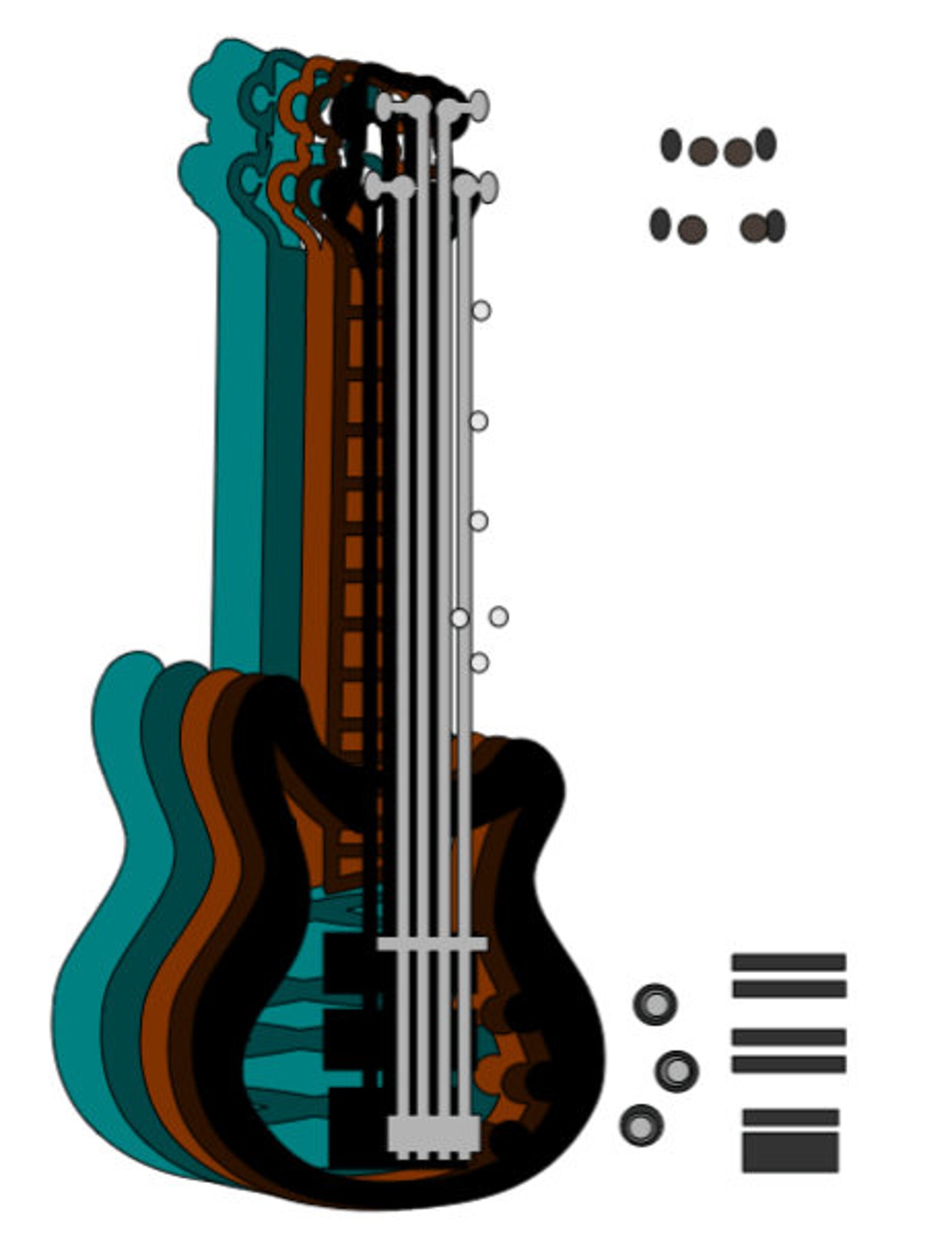 Download 3D Layered Electric Guitar Electric Guitar SVG Music | Etsy