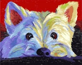 White Puppy Paint by Number Kits, Animal Cute Dog DIY Kit Painting on canvas Home decor wall art for adult DIY Painting Gift 16 20 quot