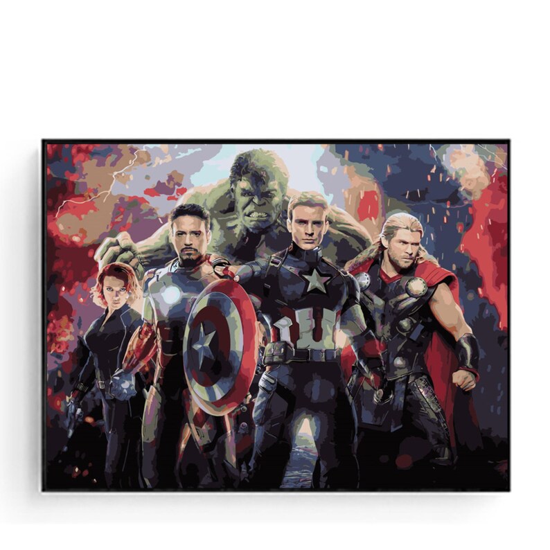 Marvel Paint by Number Kit the Avengers Movie Superhero Etsy UK