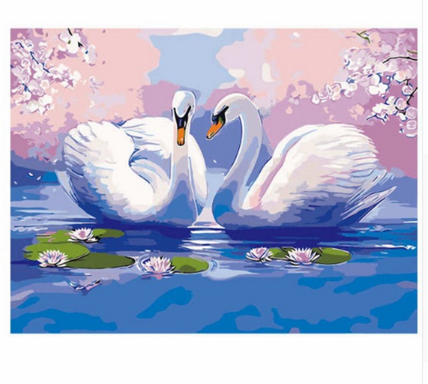 Bird Canvas Prints Painting Picture Home Decor Wall Art Swan in Lake