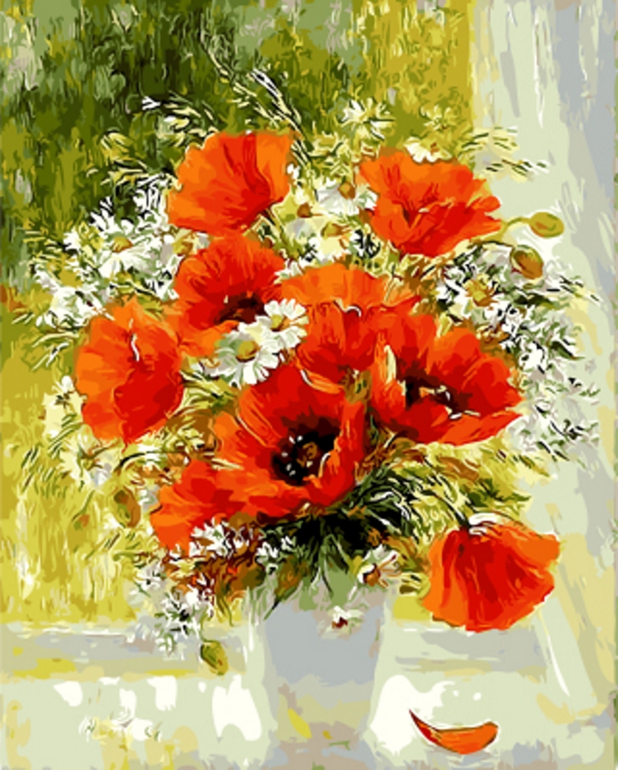 Red Poppy Paint by Number Kit Adult Blooming Daisy Flower DIY Etsy