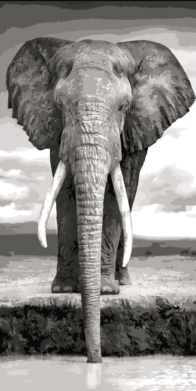 Elephant Paint by Number Kit Animal Large Wall Art DIY Kit Etsy