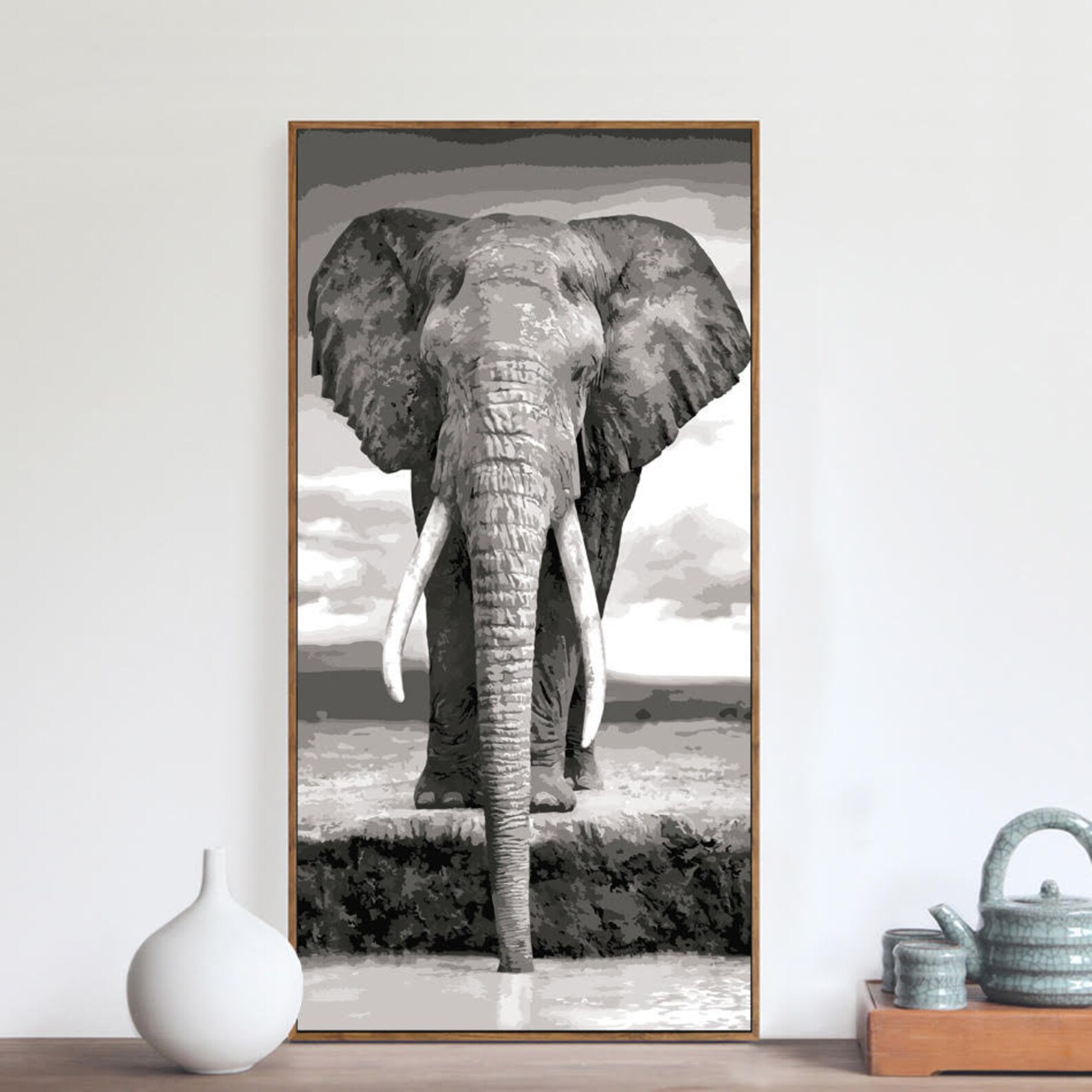 Elephant Paint by Number Kit Animal Large Wall Art DIY Kit Etsy
