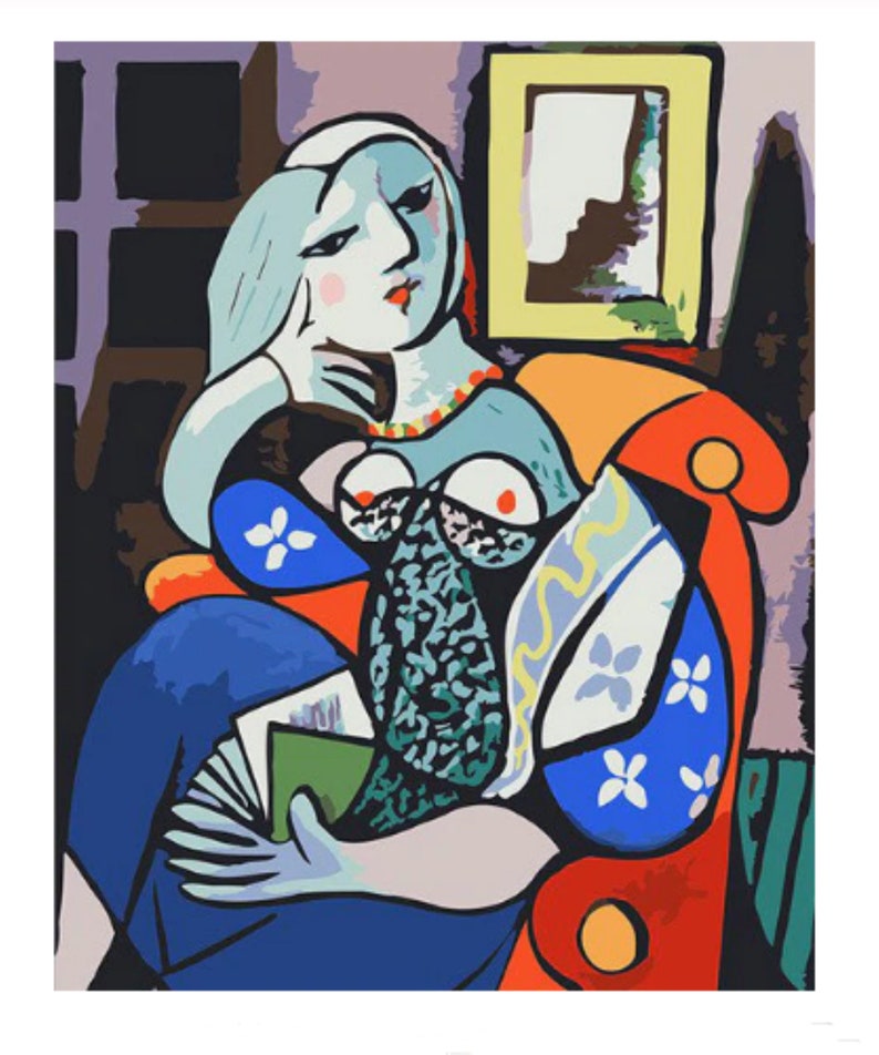 Pablo Picasso Paint by Number Kit Adult Woman With a Book DIY Etsy