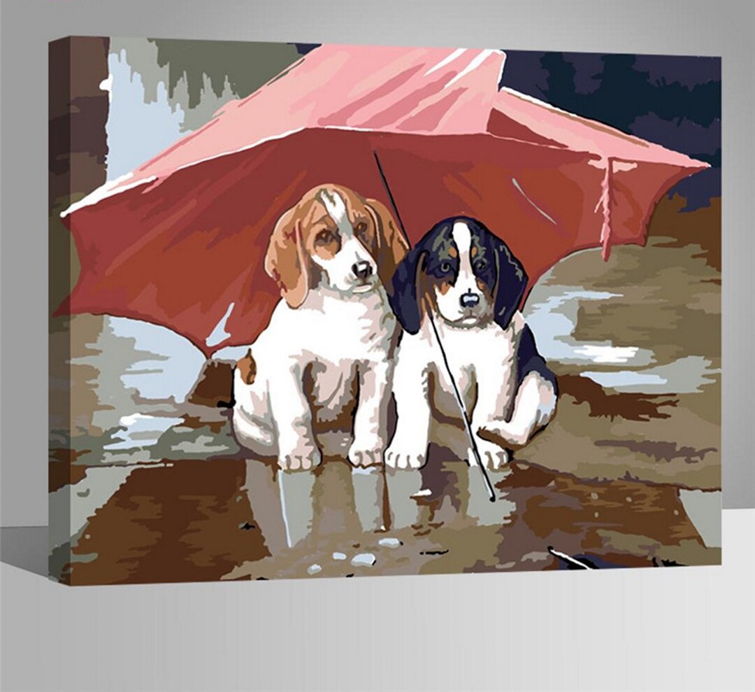 Jack Russel Terriers Paint by Number Kit Puppies Under Red Etsy