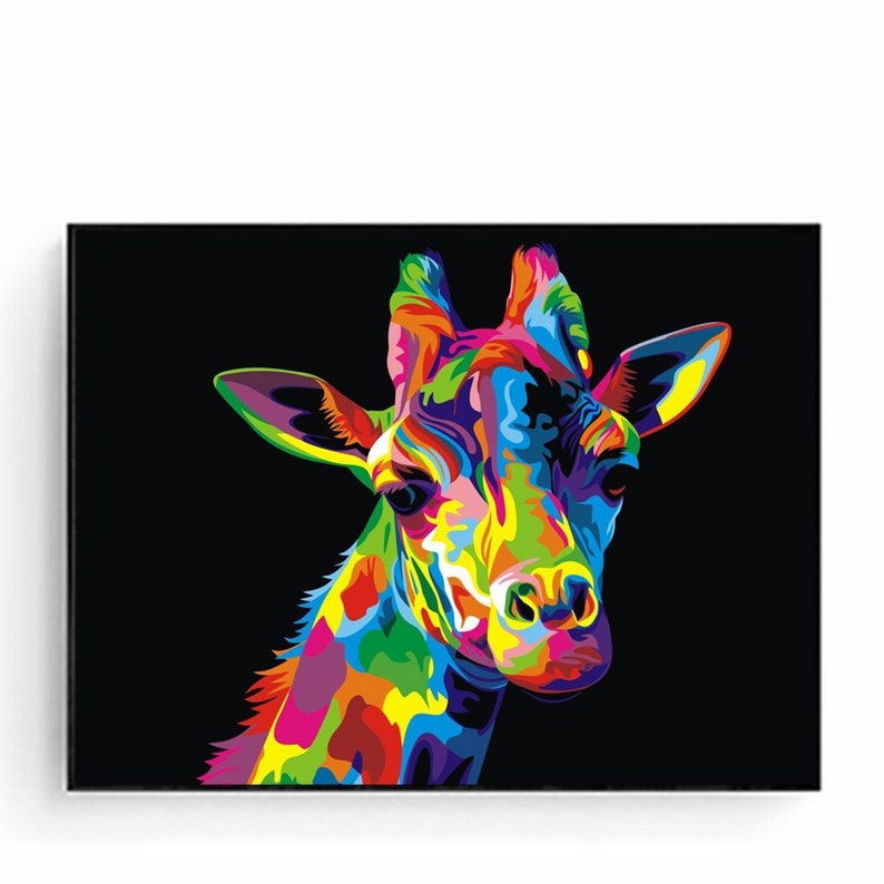Giraffe Paint by Number Kits Colorful Animal Graphic Pattern Etsy