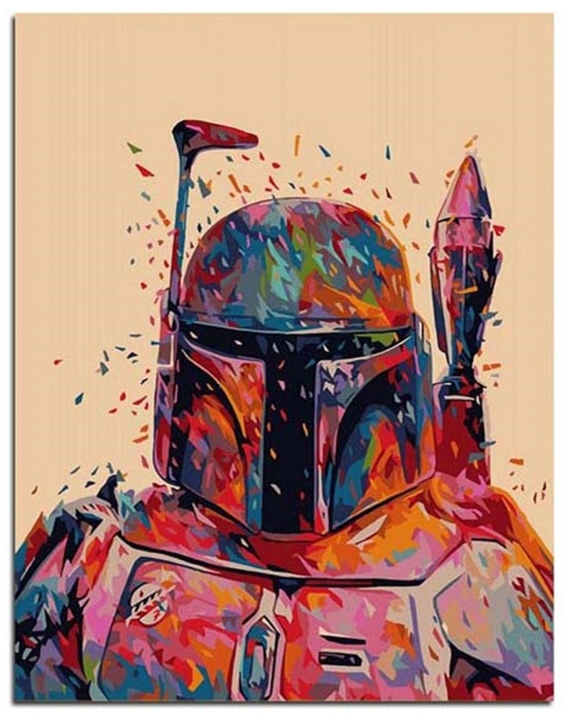 Star Wars Paint by Number Kit Boba Fett Portrait DIY Kit Etsy