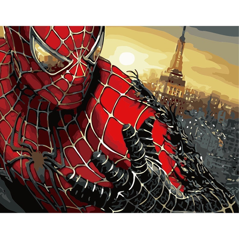 SpiderMan Paint by Number Kit The Spider Man Marvel DIY Kit Etsy España
