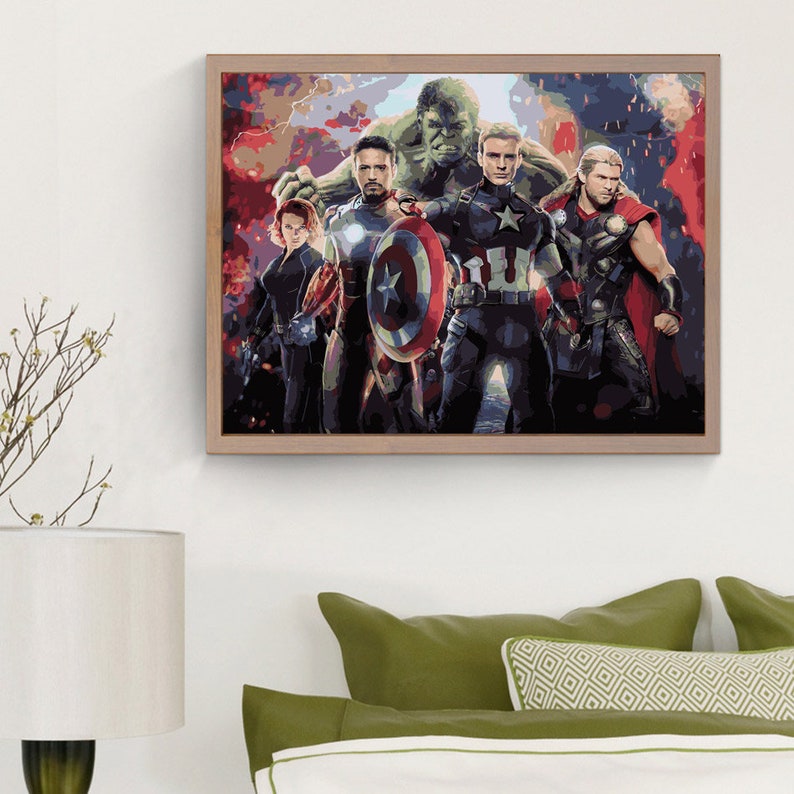 Marvel Paint by Number Kit the Avengers Movie Superhero Etsy Australia