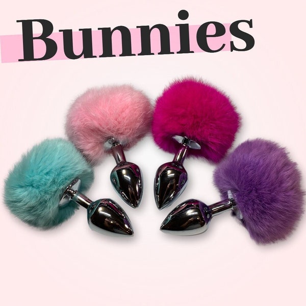 Bunny Tail butt plug 4 inches Wide With Detachable Screw Butt Plug Pink Purple Black White Rainbow Furry Tail  Sex Toy Anal Plug