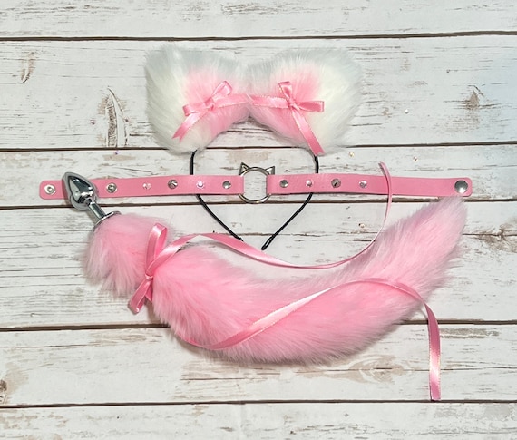 cat anal plug Pink Tail Plug Pet Play Starter Set! Tug Tail Butt Plug Set Pink Cat Tail  Foxtail Plug Roleplay Sex Toys Anal Plug Cosplay BDSM DDLG Sex Toy