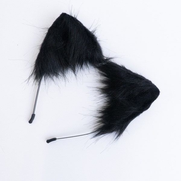 Black Ears Realistic Roleplay Faux Fur Ears Fox Ears Cat Ears Black Ears Headbands