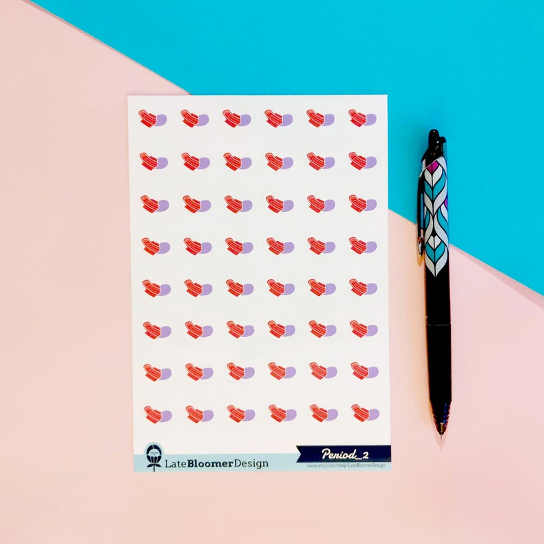 Mini 48 Period Pads, Monthly Cycle Planner Stickers, Period Planner