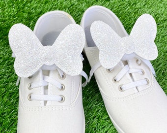 Shoe Bows - White Glitter