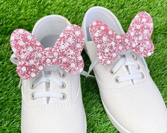 Shoe Bows - Light Pink Glitter Distressed Dots