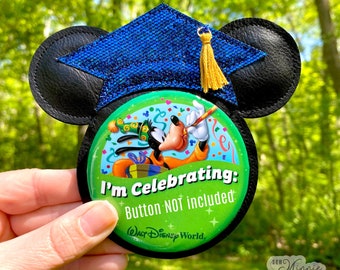 Button Accessory - Graduation - Blue Hat