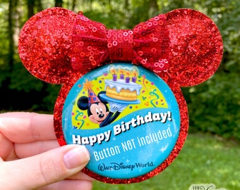 Button Accessory - Red Glitter Minnie