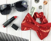 Bow Coin Purse Scrunchie - Red Sequin