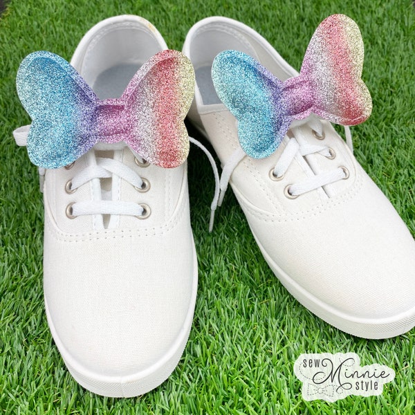 Shoe Bow - Glitter Pastel Rainbow