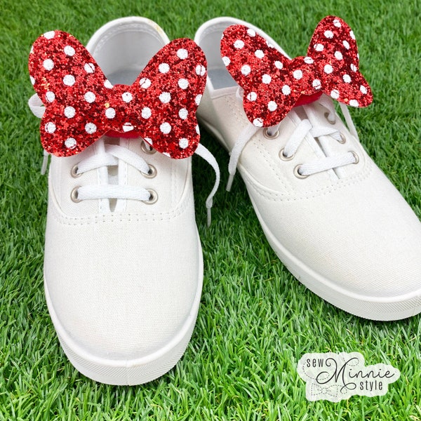 Shoe Bows - Red Glitter Distressed Dots