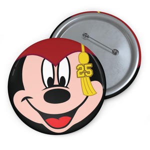 3" Button - 2025 Graduation Mickey - Maroon Hat