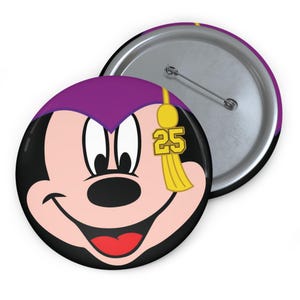 3" Button - 2025 Graduation Mickey - Purple Hat