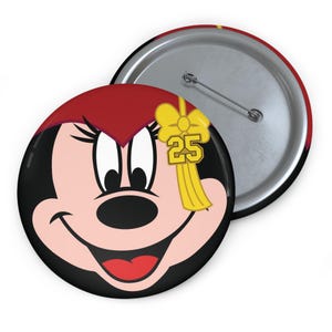 3" Button - 2025 Graduation Minnie - Maroon Hat