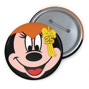 3" Button - 2025 Graduation Minnie - Orange Hat