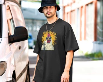 Chick Off - Pollo, Gesto, Divertente, Fantastico, Cartone animato, Ragazzo, Ragazza, Sarcasmo, Unisex, Maglietta oversize sbiadita, meme, commedia, gallo, streetwear