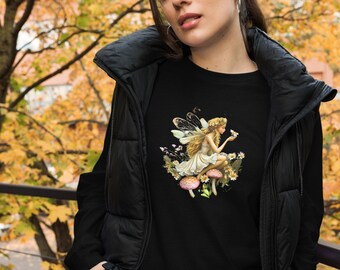 Una giornata libera per le fate - Maglietta a maniche lunghe unisex, fantasia, funghi, folletti, gnomi, fate, Trilli, abbigliamento femminile