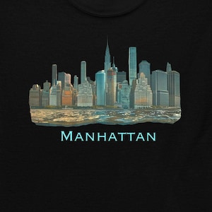 MANHATTAN River view  - Unisex classic tee, hudson river, new york city water level, east river, n y c, graphic art nyc, city life