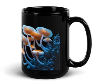 Bioluminescent Mushroom Fring - Black coffee Mug